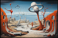 Surreal Alien Landscape with Humanoid Sci-Fi Poster