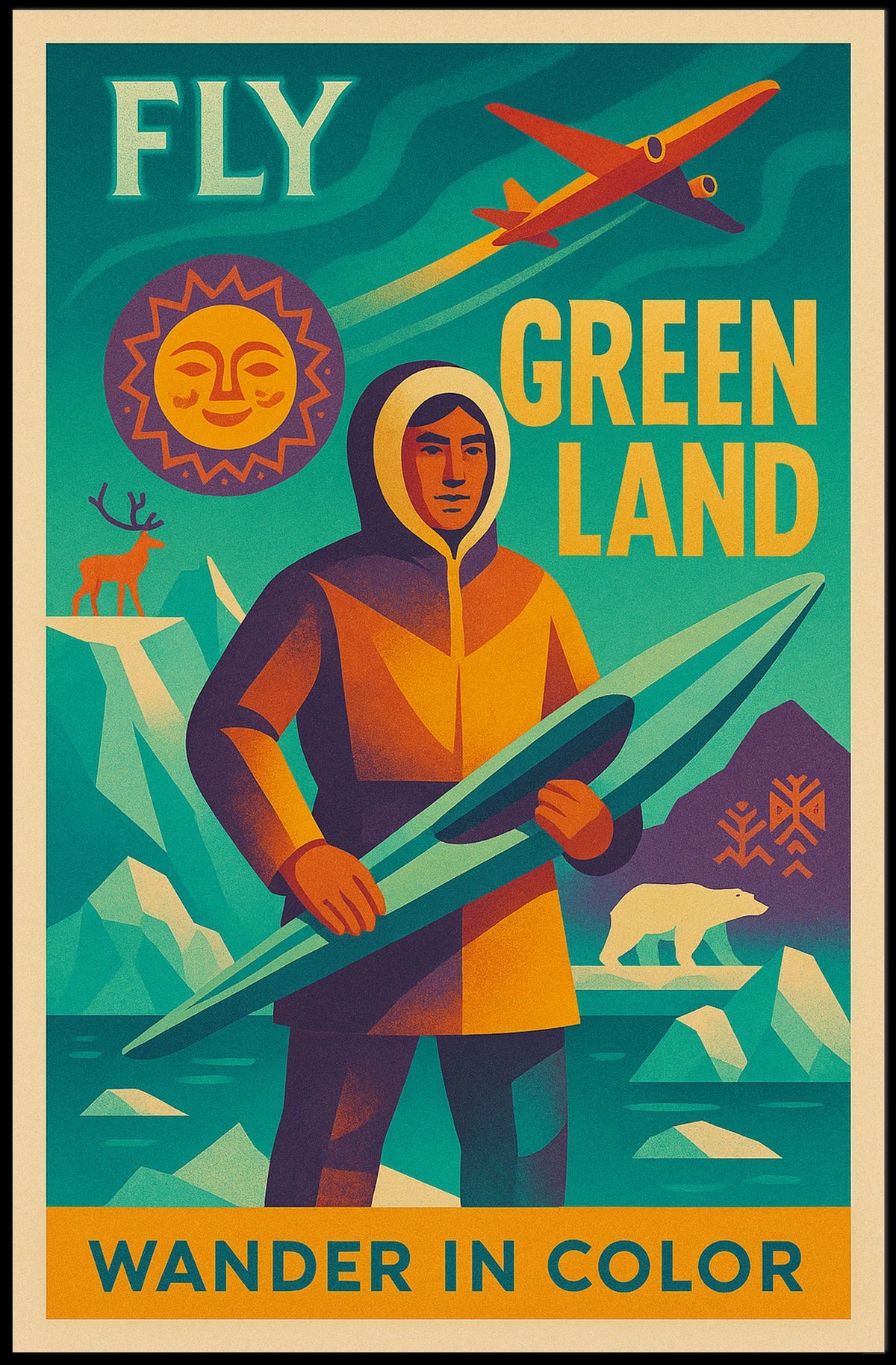 Fly Greenland Wander In Color Poster