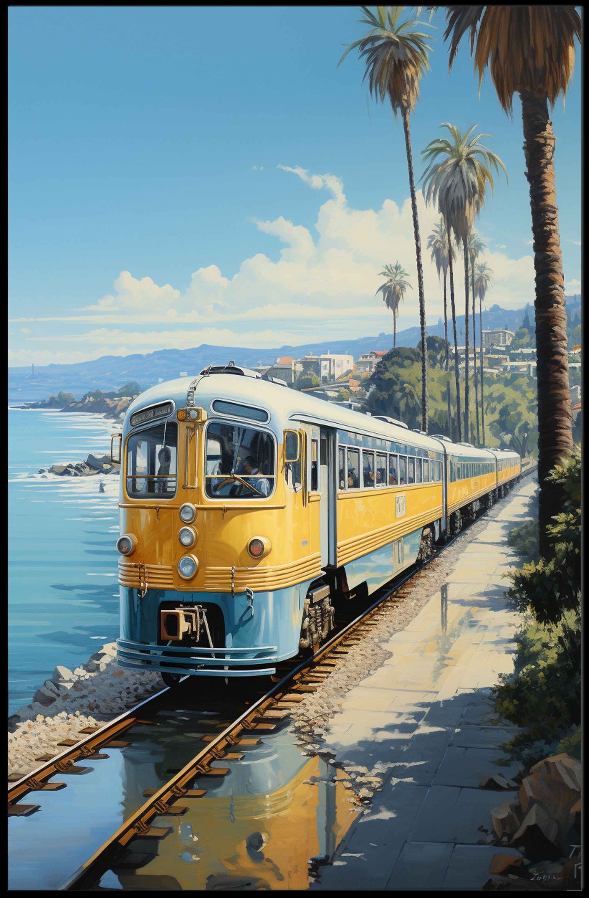 Coastal Train Journey Poster