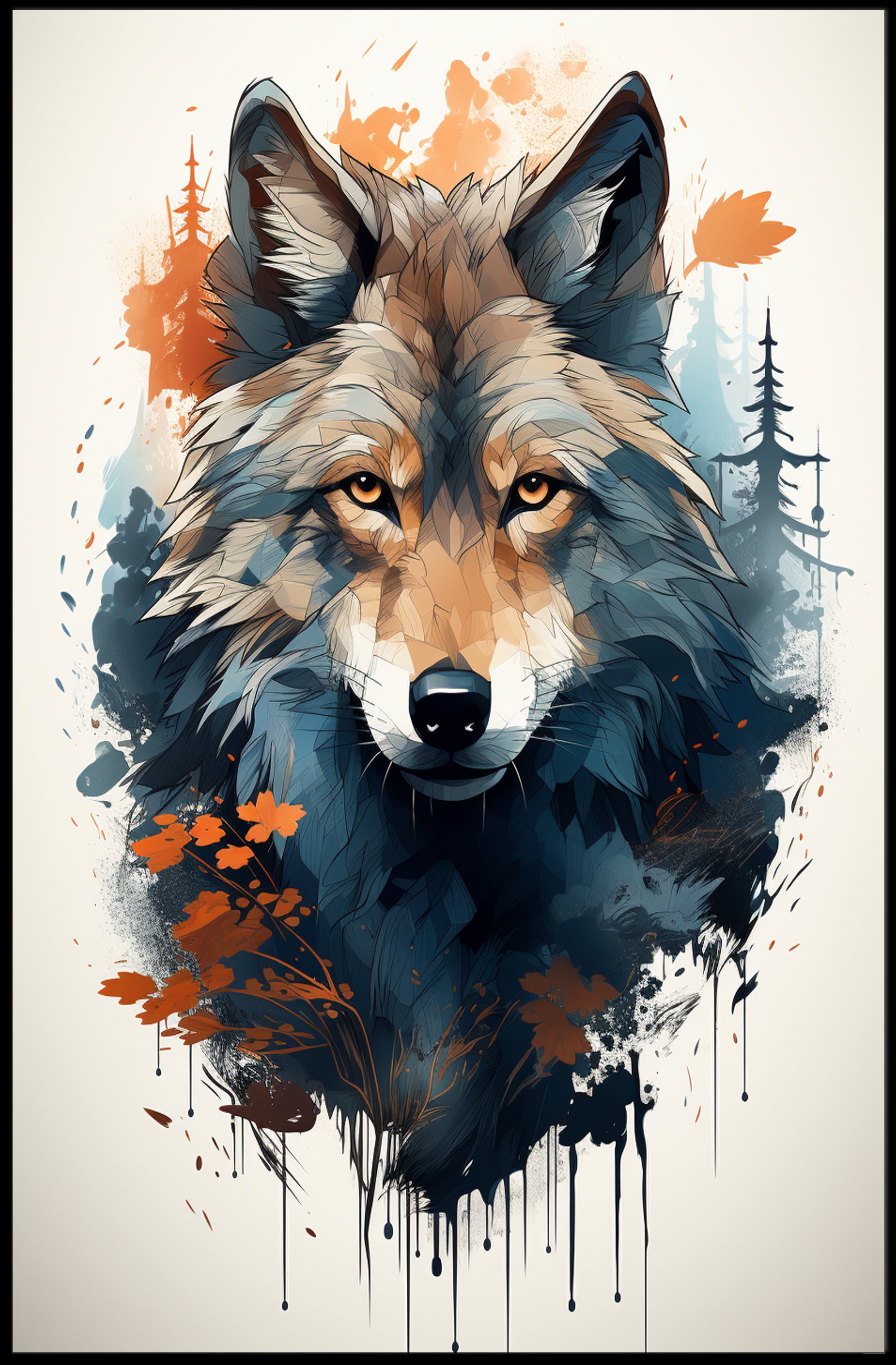 Majestic Wolf Art Poster PosterGoat