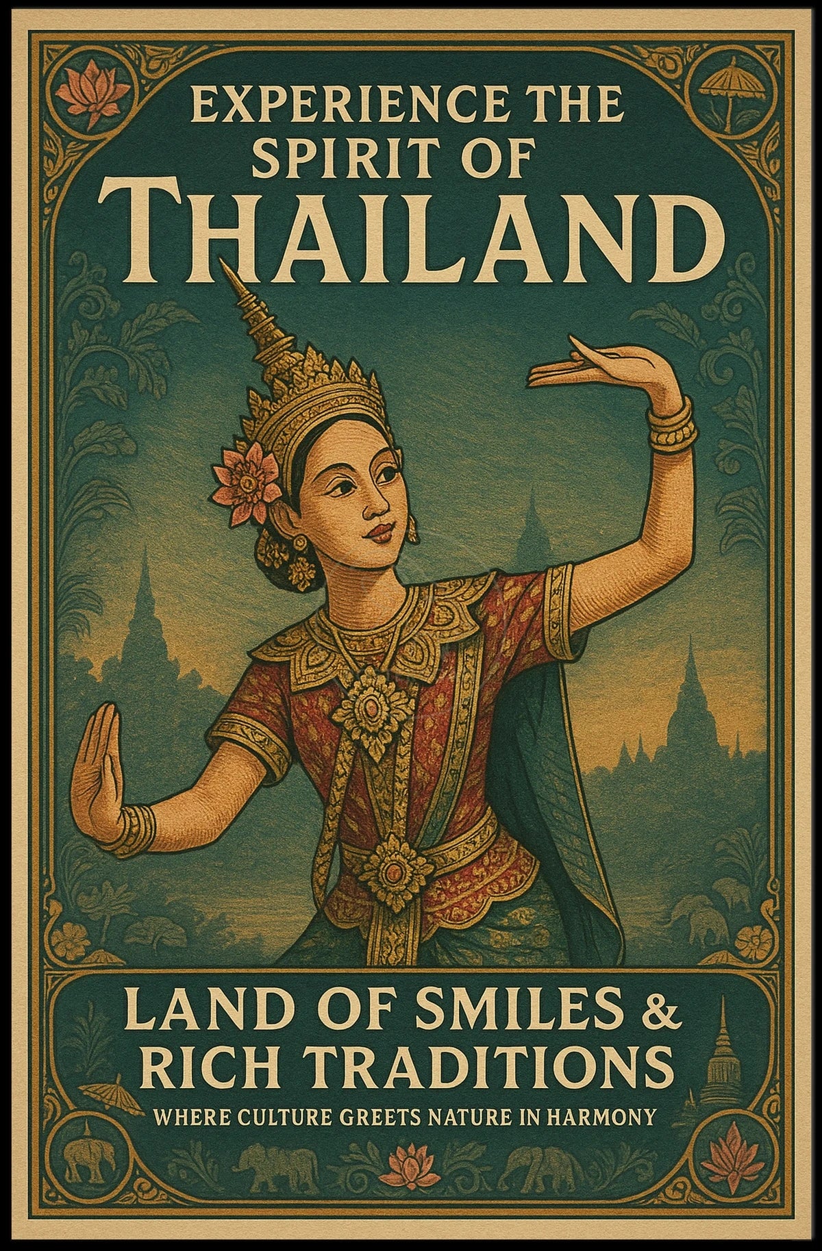 Thailand's Cultural Richness Illustrated Cultural or Heritage Poster