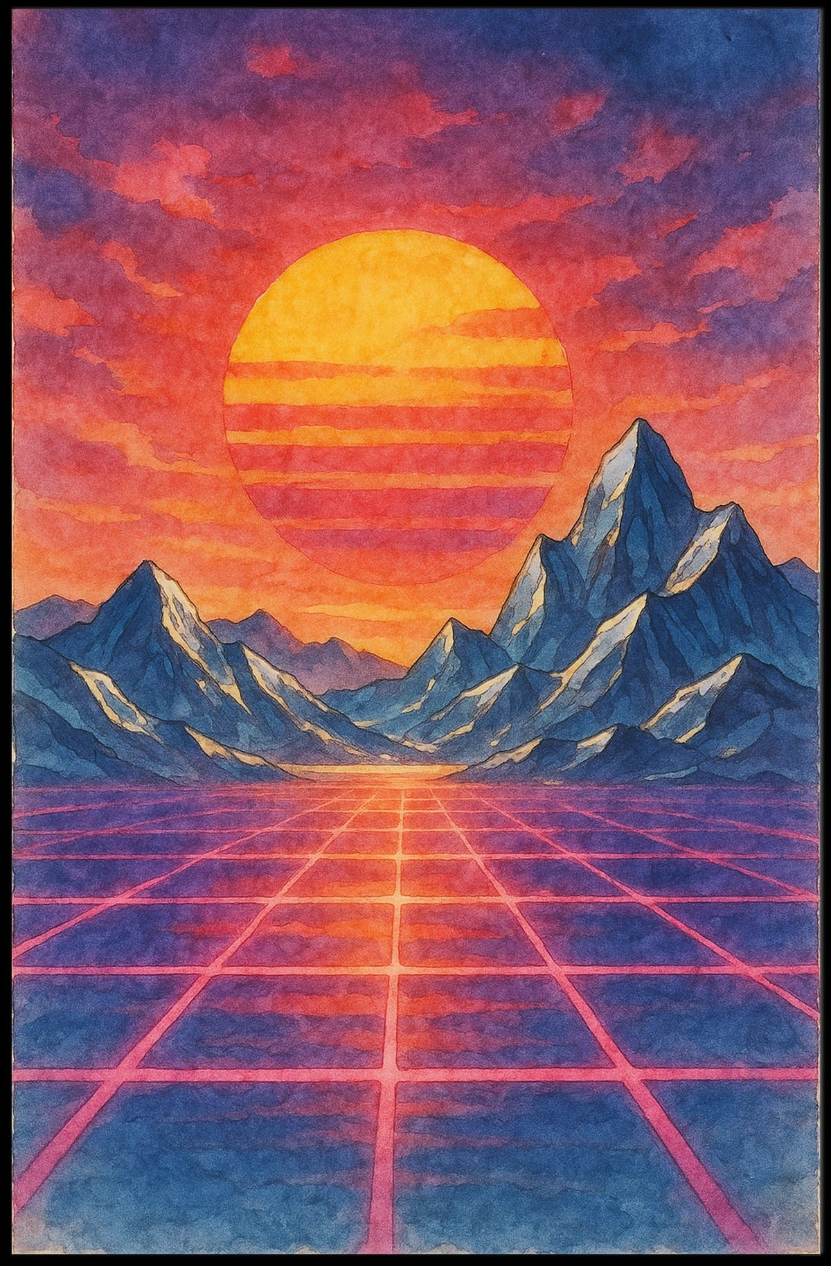 Retro-Futuristic Neon Synthwave Poster with Sci-Fi Aesthetic