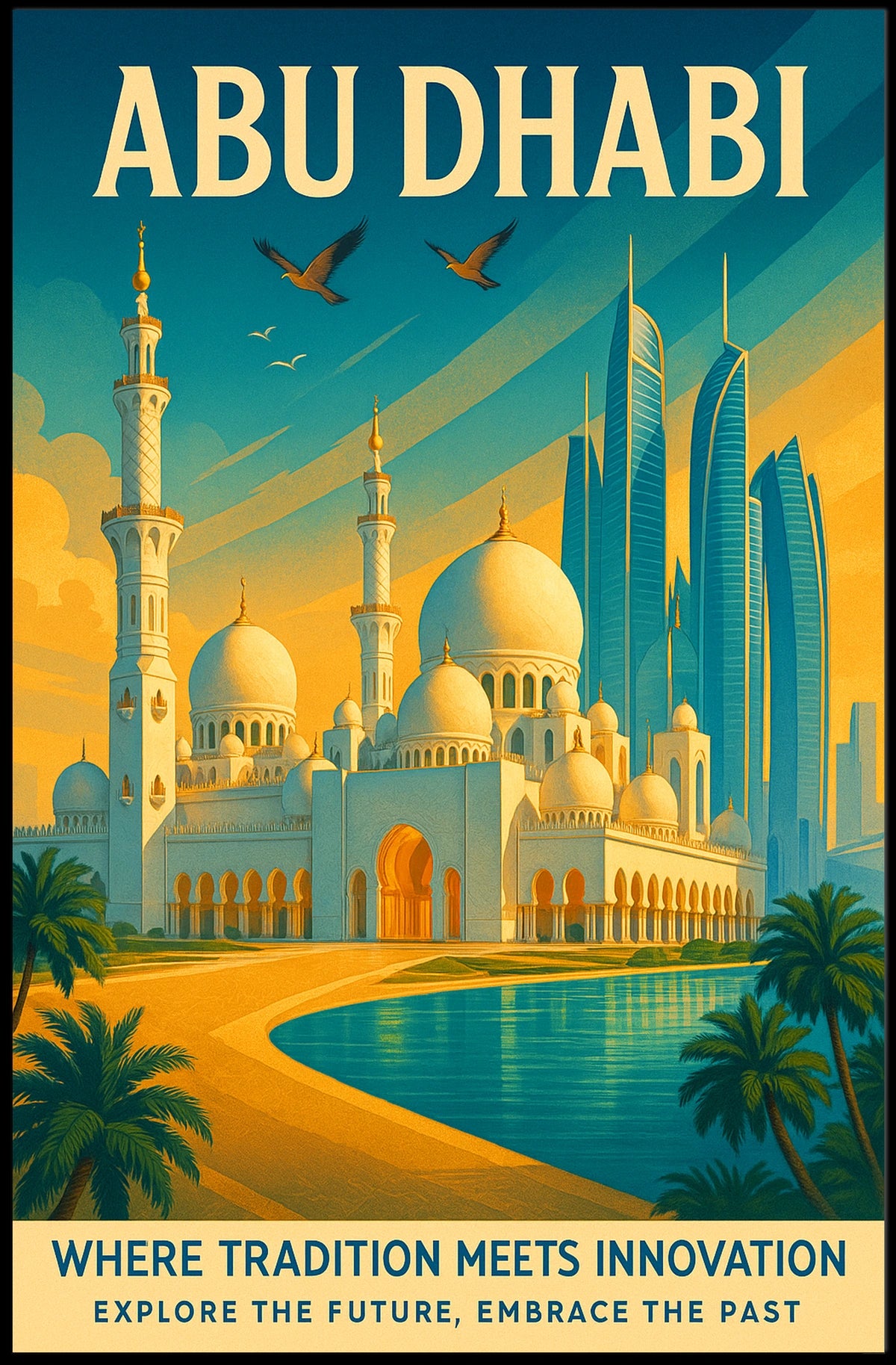 Abu Dhabi Fusion of Tradition and Modernity Urban Cityscape Poster