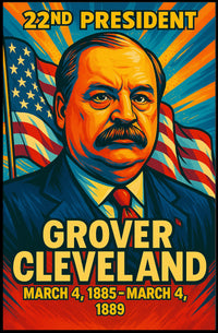 Grover Cleveland 22nd President of the United States Colorful Comic Book Style Poster