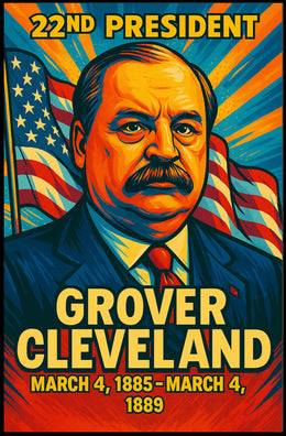 Grover Cleveland 22nd President of the United States Colorful Comic Book Style Poster