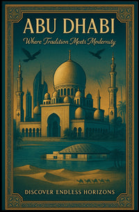 Abu Dhabi Oasis Where Tradition Meets Modernity Travel Poster