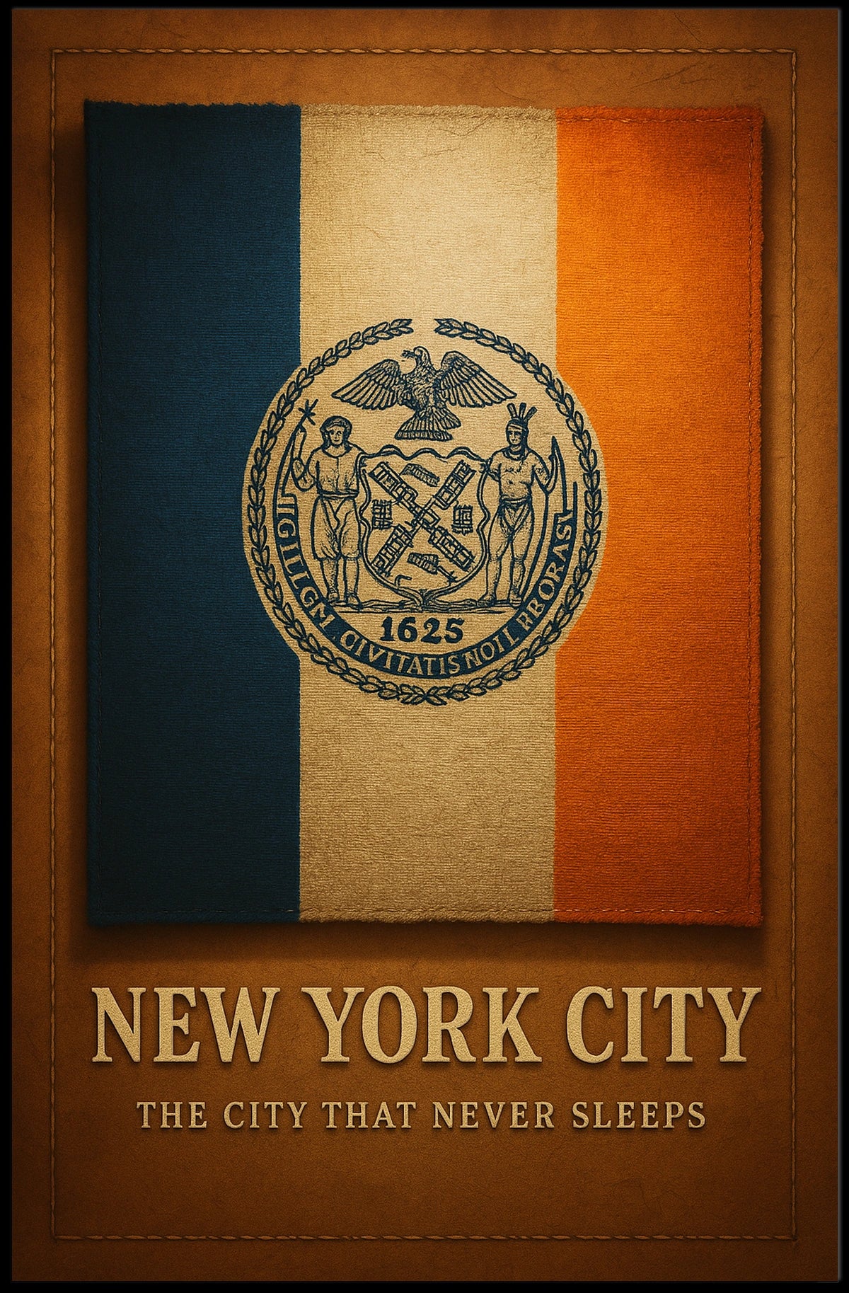 New York City Poster Modern Night Skyline Wall Art