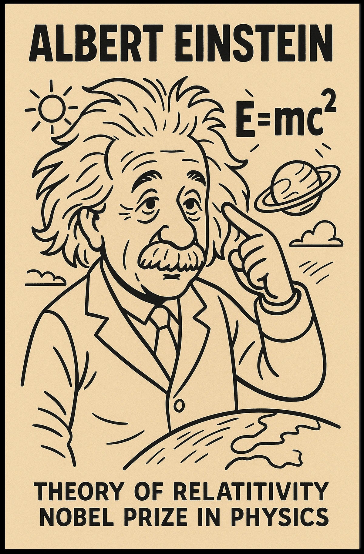Albert Einstein Relativity Educational Curious Minds Poster