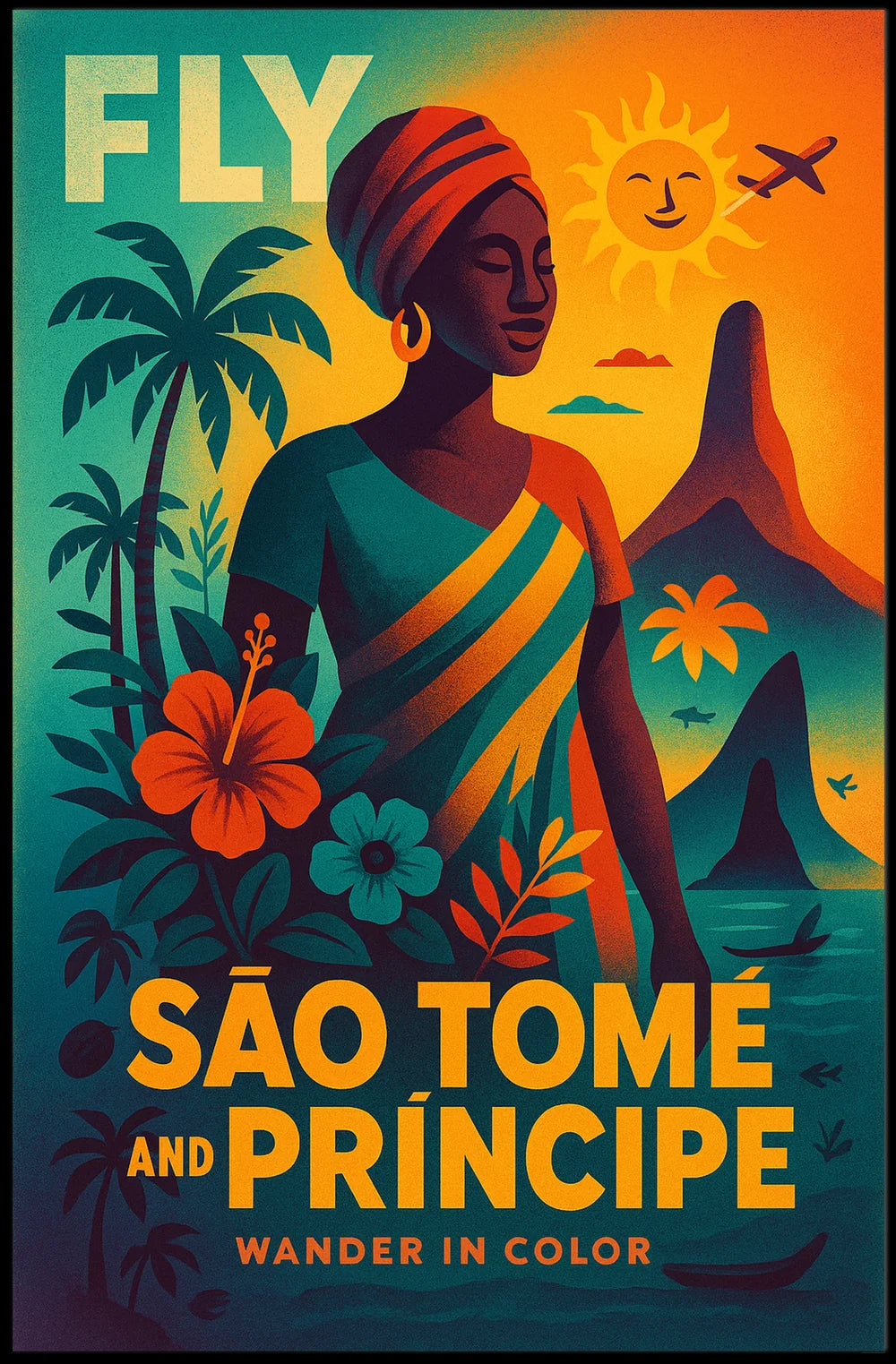 São Tomé and Príncipe Travel Poster Vibrant Island Escape PosterGoat