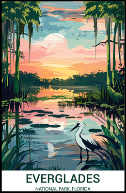Everglades National Park Vintage Sunset Scenery Poster