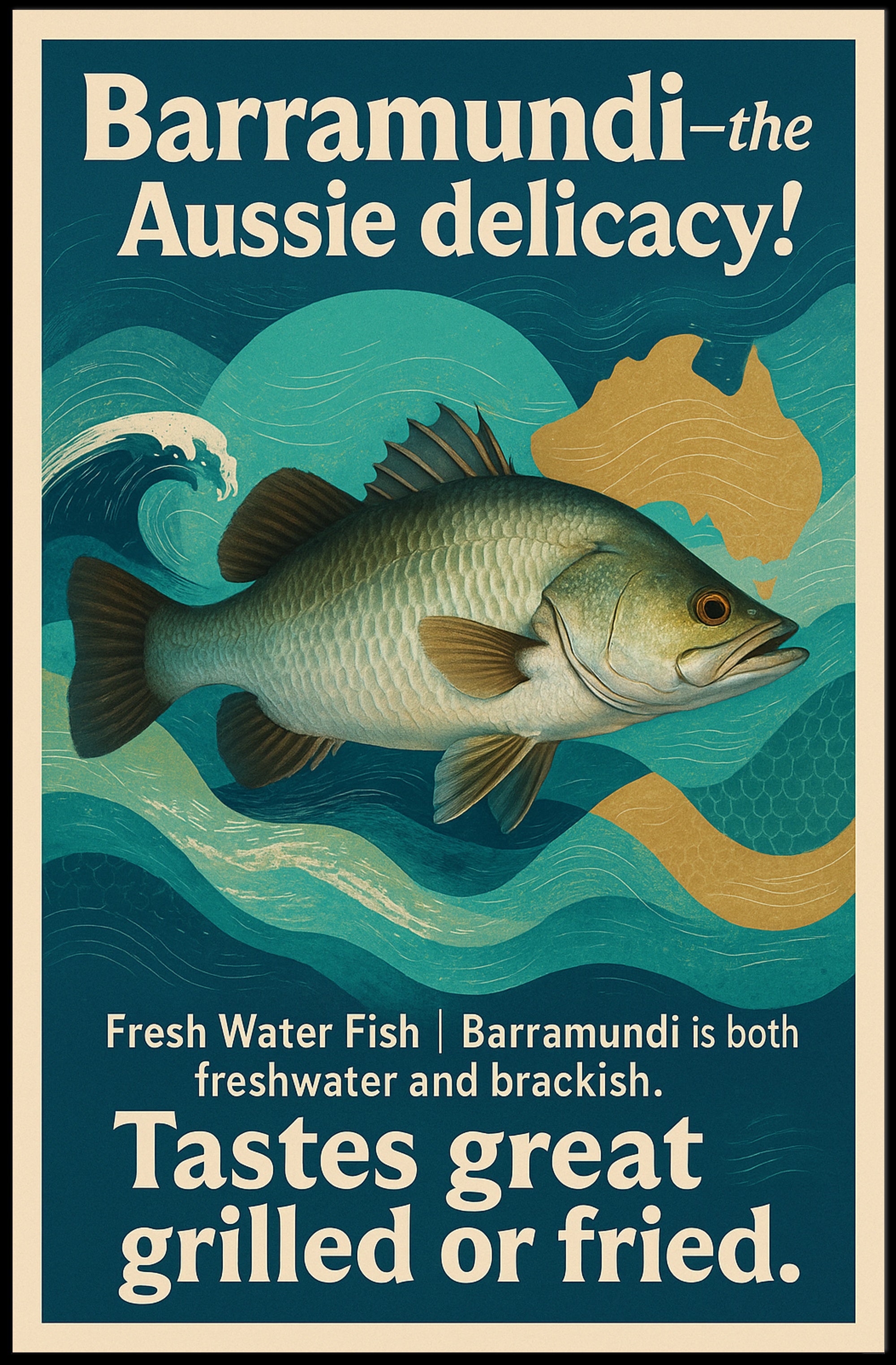 Barramundi Australian Delicacy Cultural or Heritage Poster