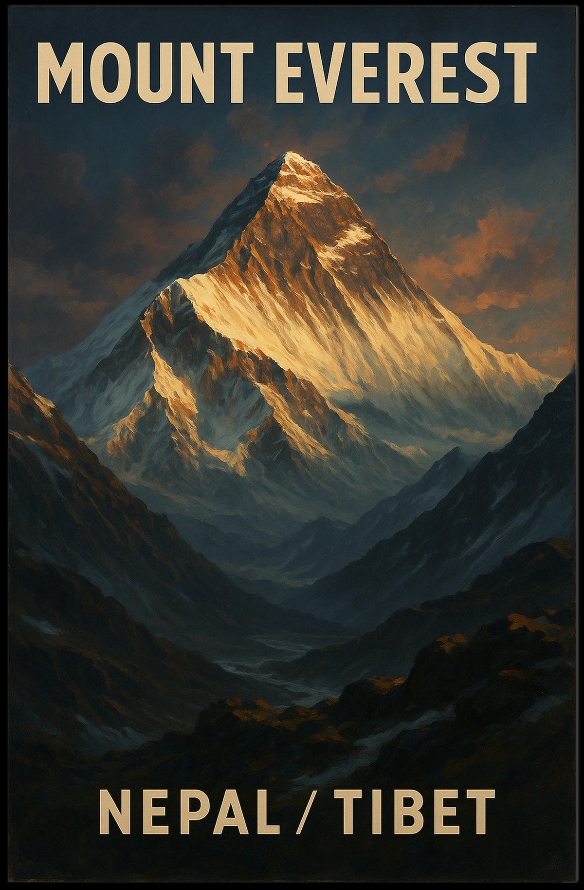 Mount Everest Vintage Travel Himalayan Adventure Nostalgia Majestic Snowcapped Peak Poster