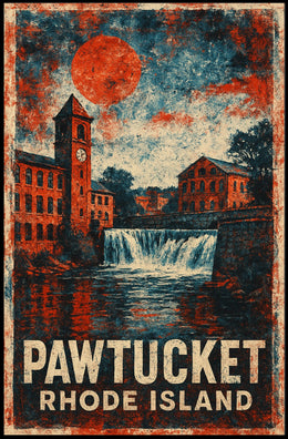 Pawtucket Mill Scene Heritage Retro Lithograph Poster