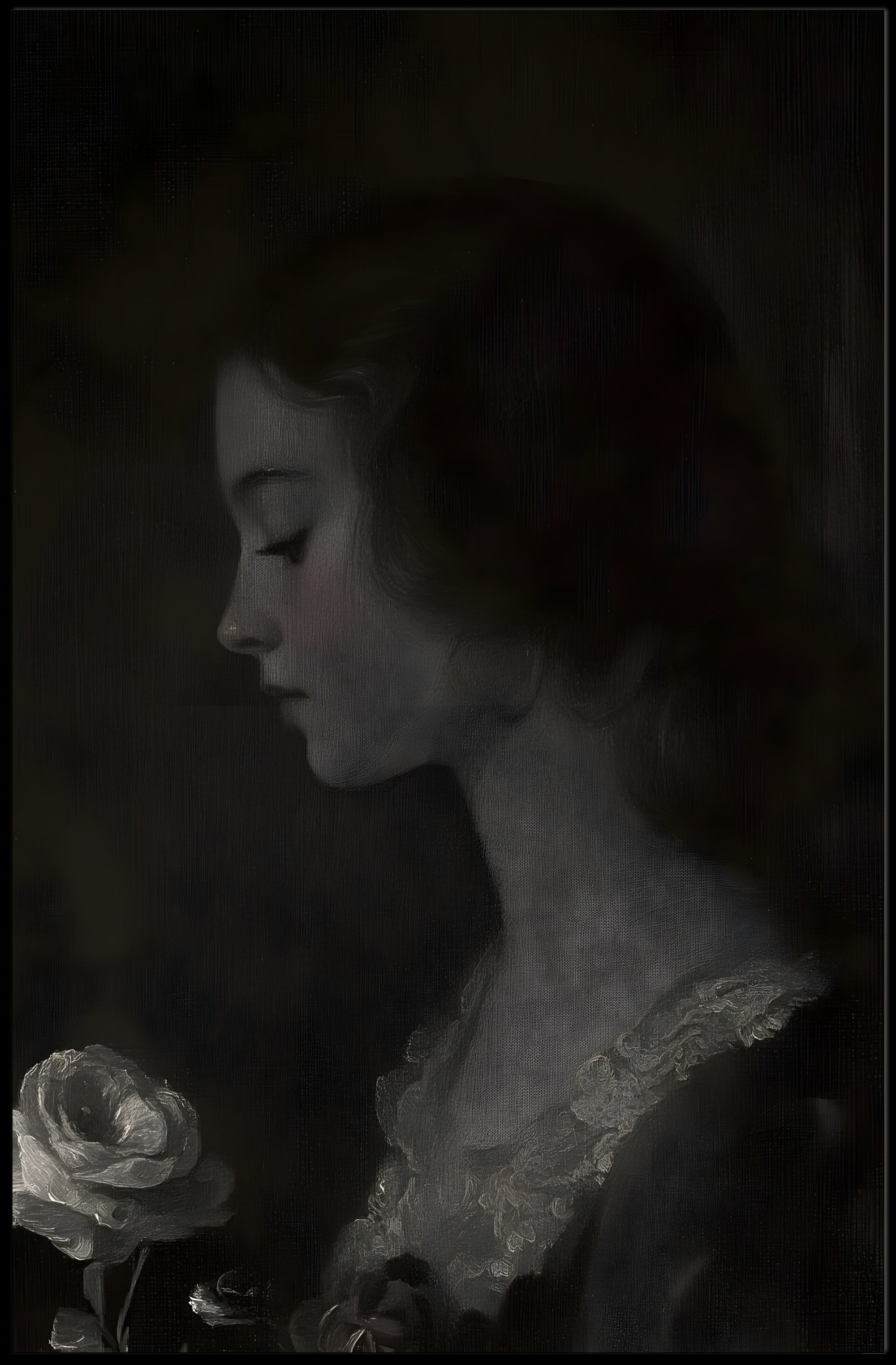 Serene Vintage Woman Art with Romantic Era Touch - Artistic Poster PosterGoat