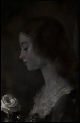 Serene Vintage Woman Art with Romantic Era Touch - Artistic Poster PosterGoat