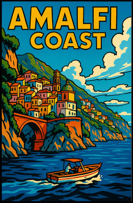 Amalfi Coast Poster Wall Art Scenic Italian Seaside Print