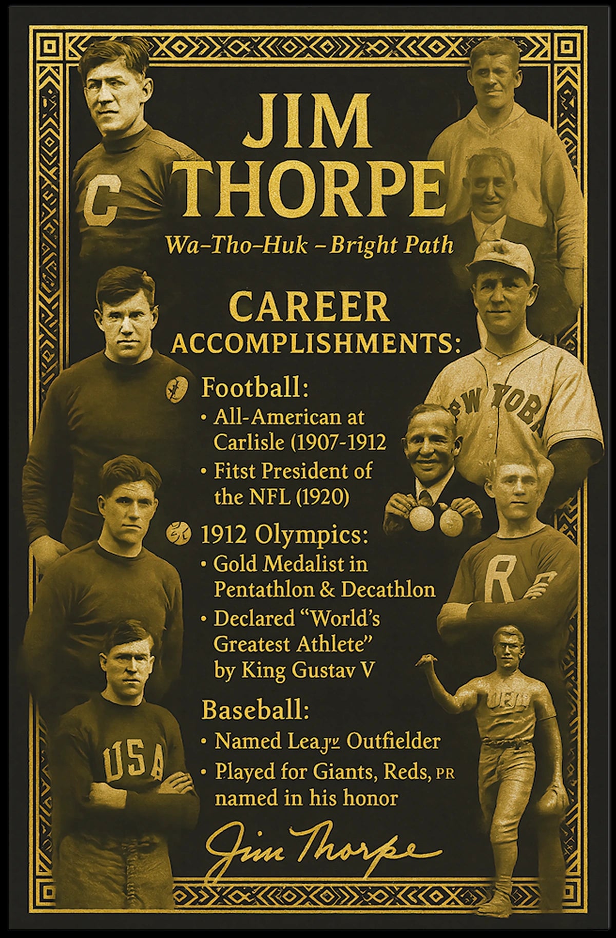 Celebrating Jim Thorpes Legendary Achievements Poster