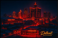 Detroit Skyline at Night Poster