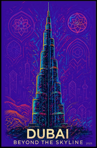 Dubai Skyline Burj Khalifa Futuristic Sci-Fi Poster
