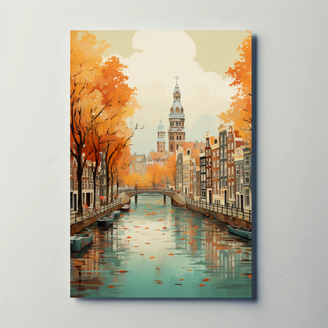 Charming Amsterdam Autumn Cityscape Travel Poster