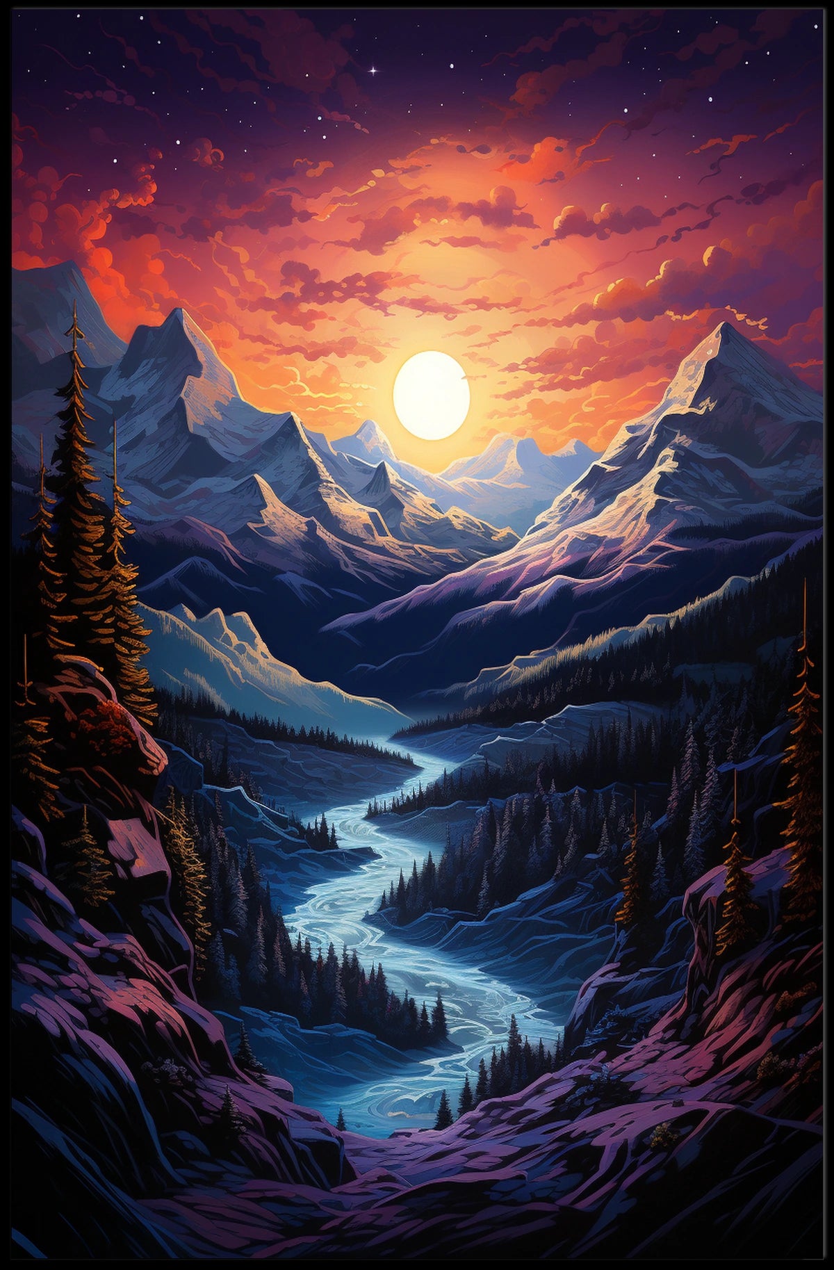 Majestic Alpine Sunrise Landscape Print - National Park Poster