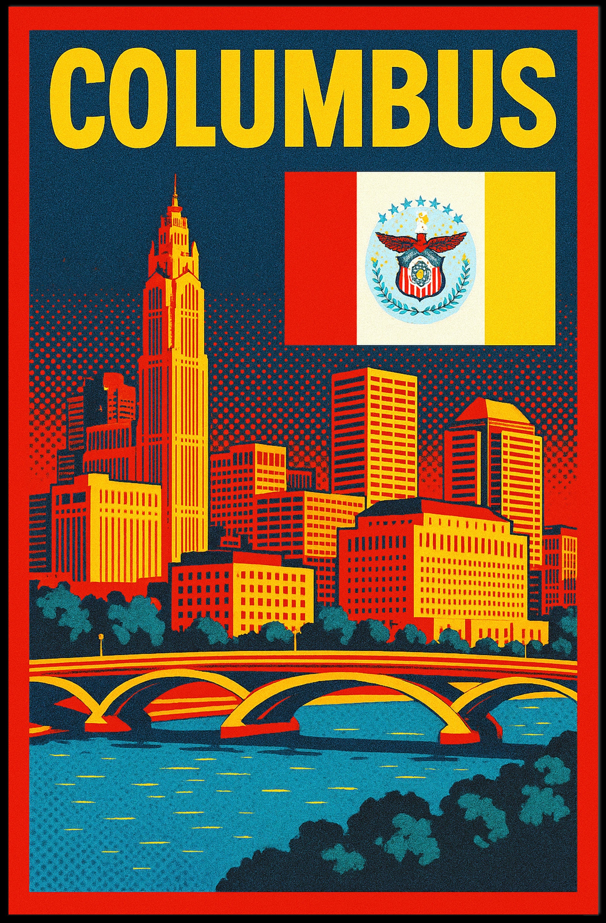 Columbus Cityscape Poster PosterGoat