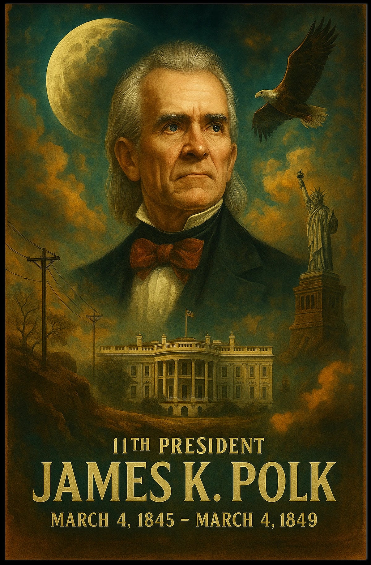James K Polk Eleventh President Neoclassical Realism Vintage History Lovers Iconic Poster