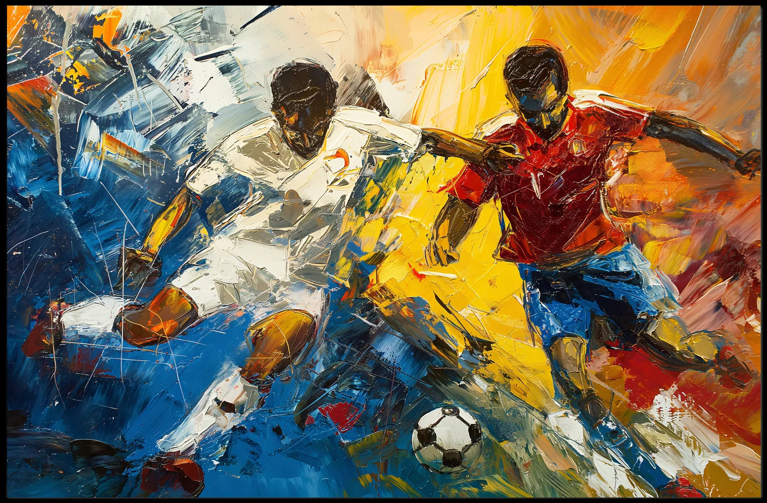 Dynamic Soccer Match Abstract Art Poster Print