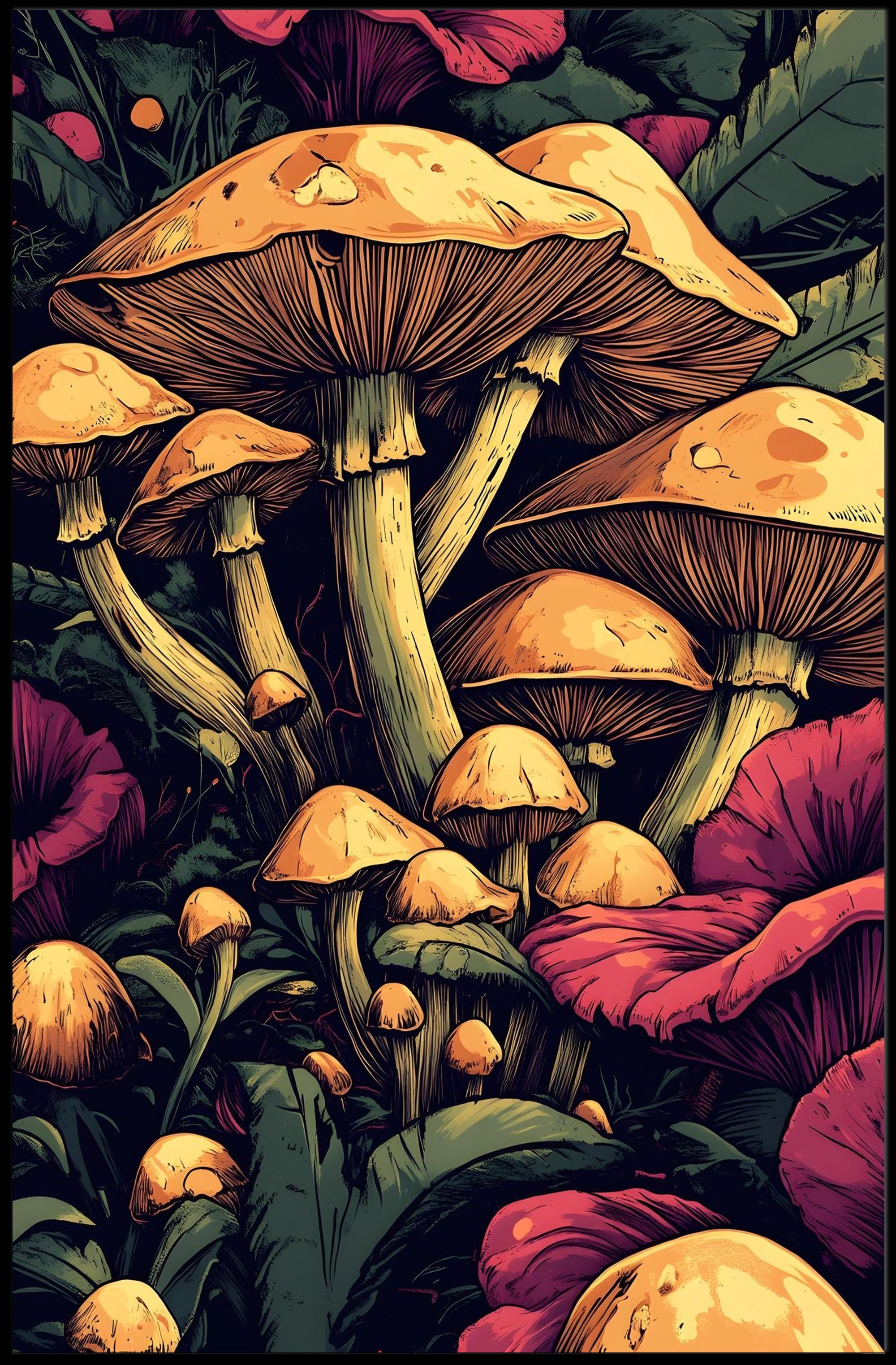 Enchanted Forest Mushroom Wall Art Print