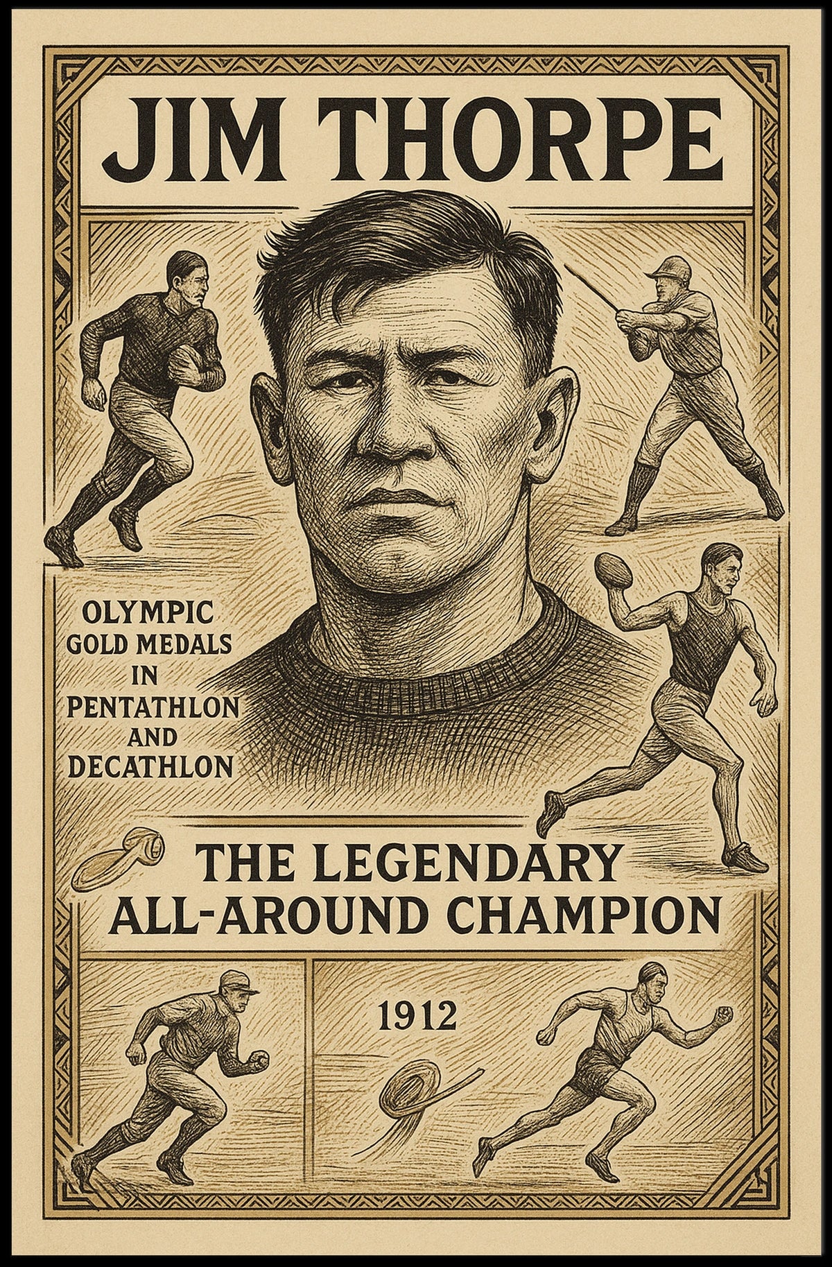 The Legendary All-Around Champion Jim Thorpe Poster