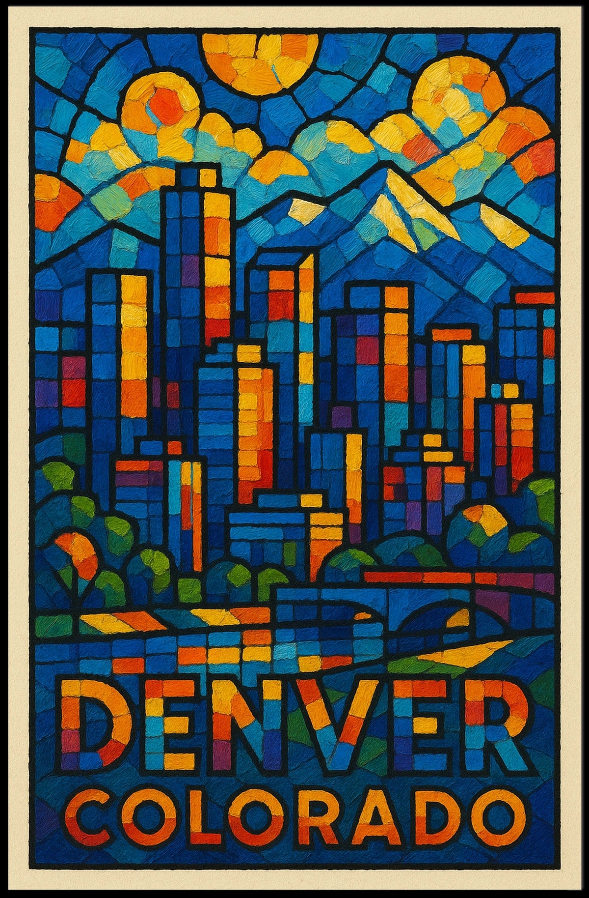Denver, Colorado Vibrant Cityscape Poster