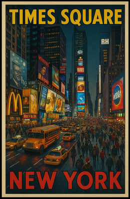 Times Square New York Poster Modern City Lights Wall Art