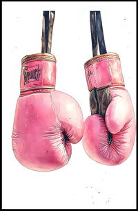 Pink Boxing Gloves Poster Decorative Sports Wall Art