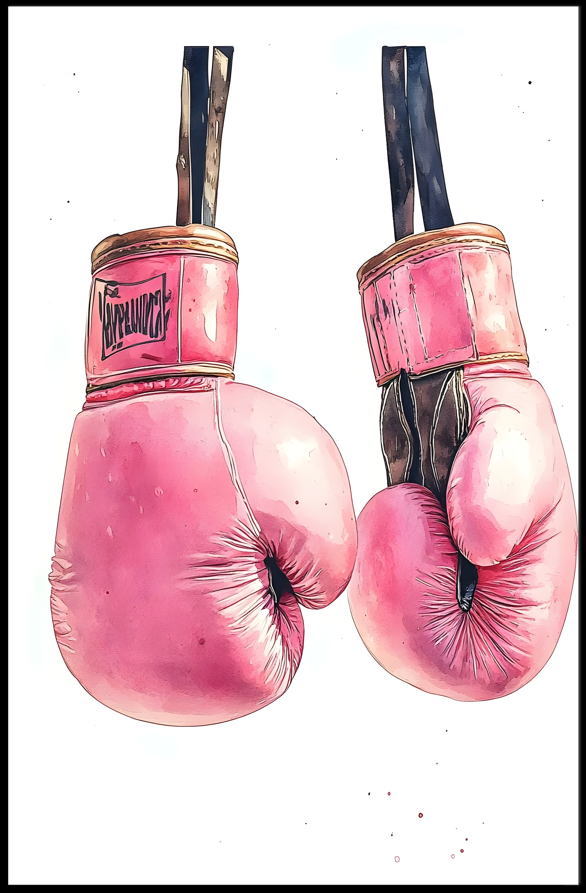 Pink Boxing Gloves Poster Decorative Sports Wall Art