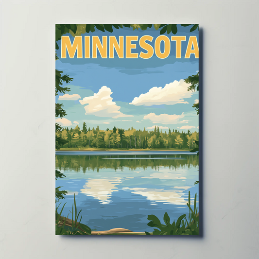 Minnesota’s Tranquil Lakes Vintage Travel Poster