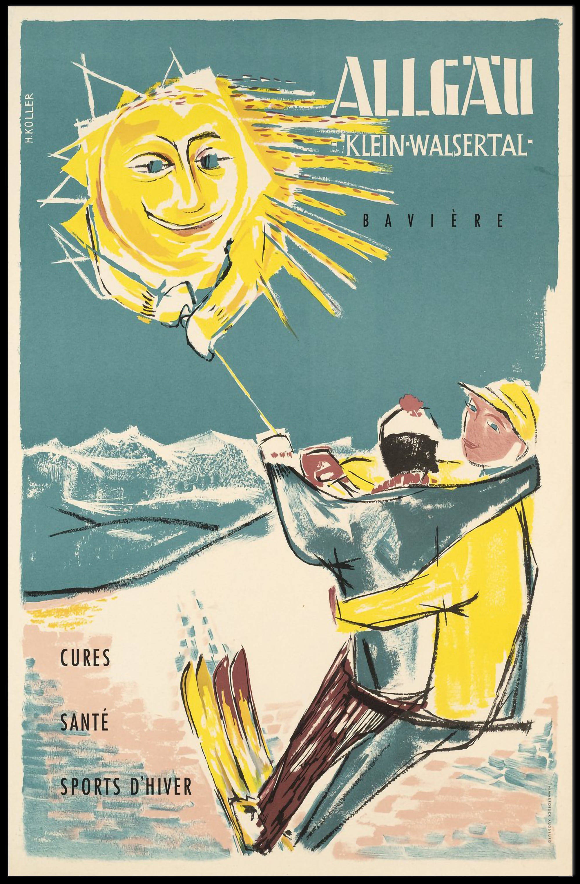 Vibrant Bavarian Alps Ski Scene Travel Poster PosterGoat