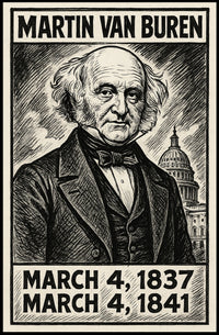 Martin Van Buren 8th President of the United States B & W Comic Sketch Poster