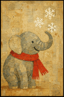Winter Elephant Delight Poster