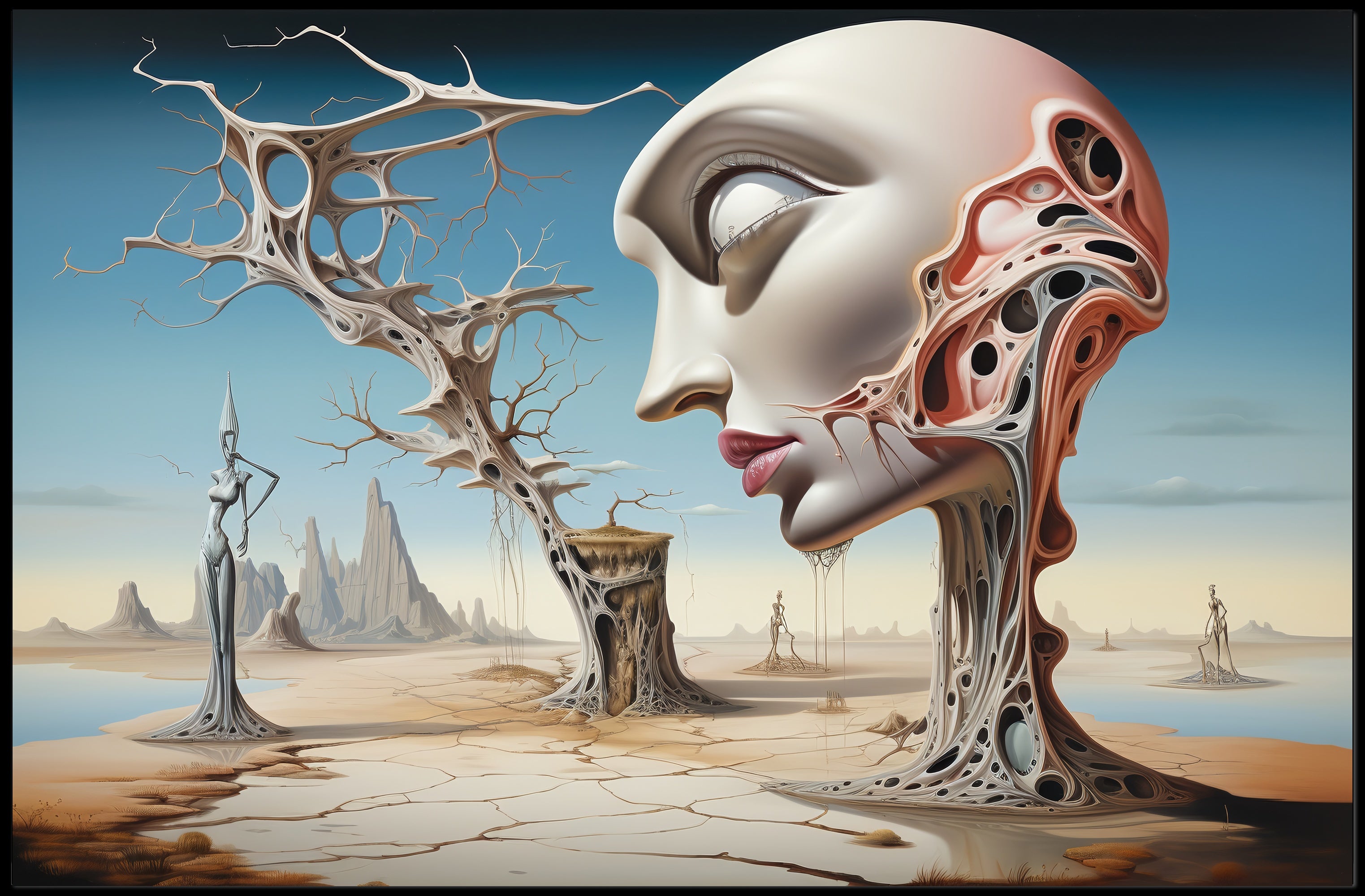 Surrealistic Landscape with Abstract Face Artistic Poster