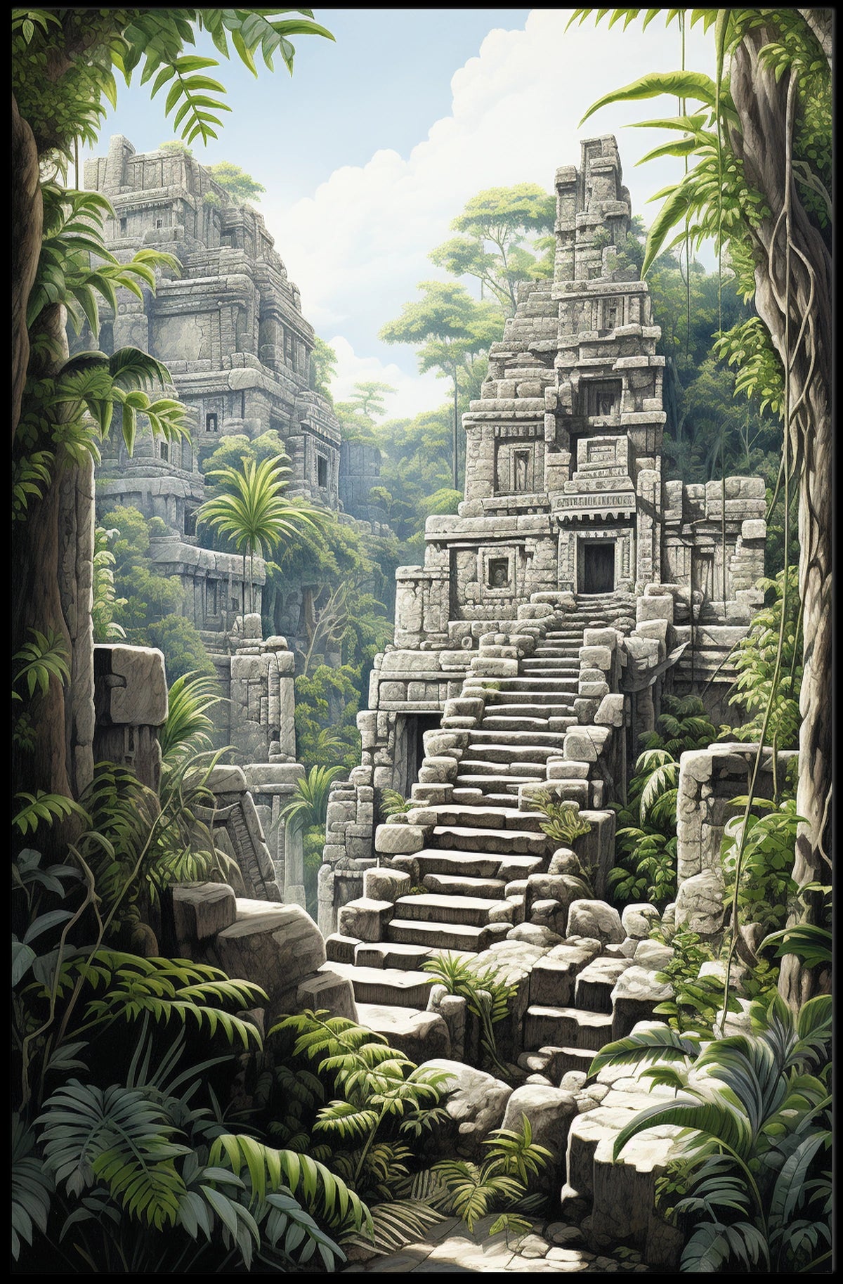 Ancient Stone Temple in Jungle Cultural or Heritage Poster