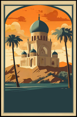 Majestic Desert Mosque at Sunset Poster