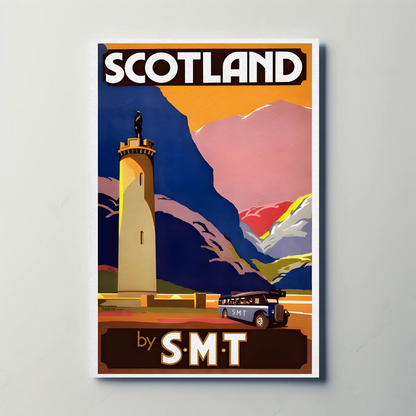 Scotland SMT Bus Travel Vintage Poster