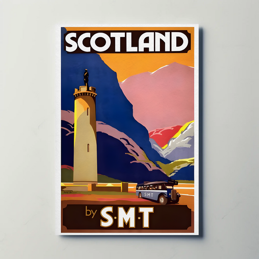 Scotland SMT Bus Travel Vintage Poster