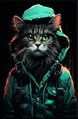 Anthropomorphic Cat Poster: Urban Fantasy Art Print