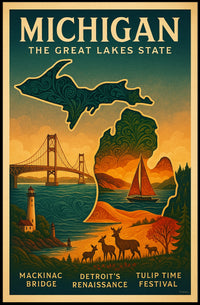 Discover Michigan The Great Lakes State Poster