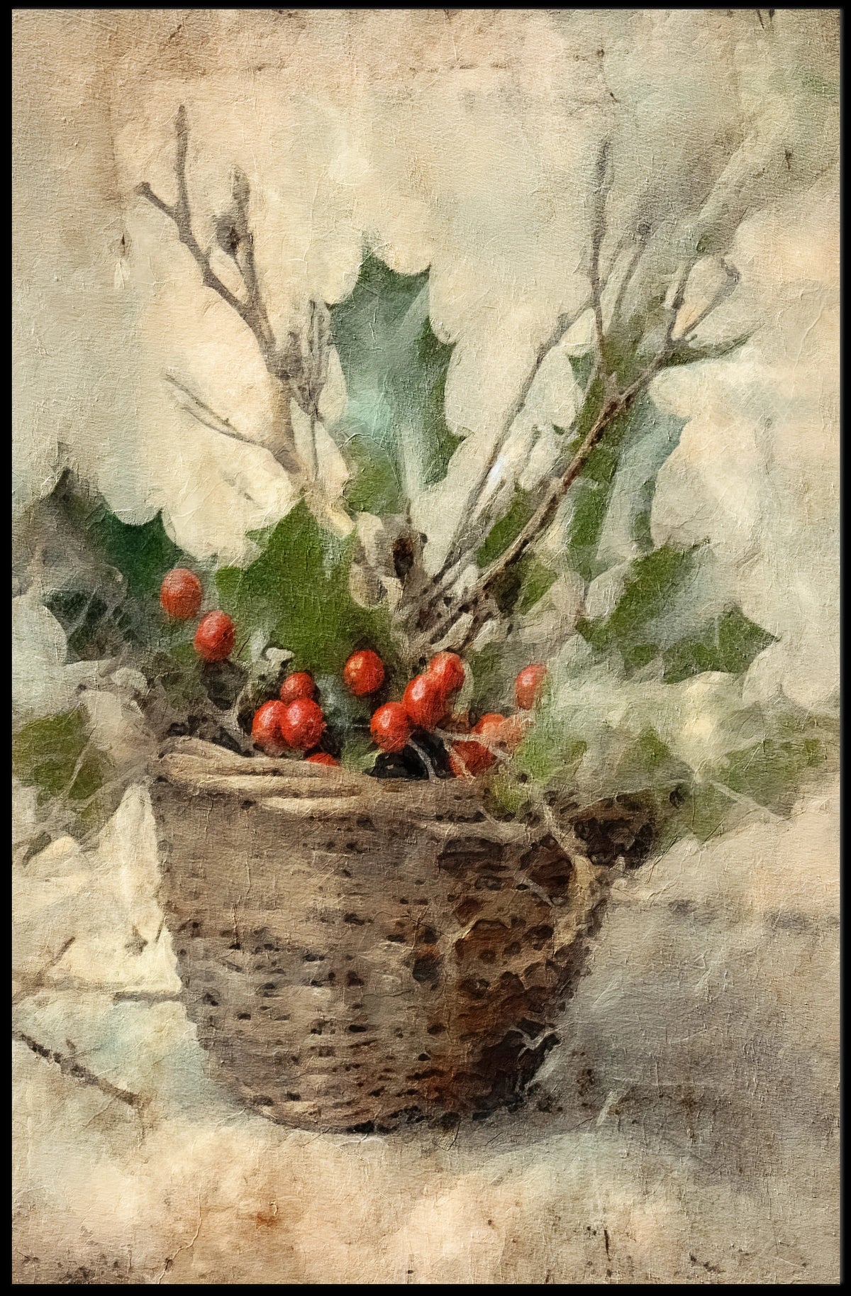 Holiday Basket Still Life Poster