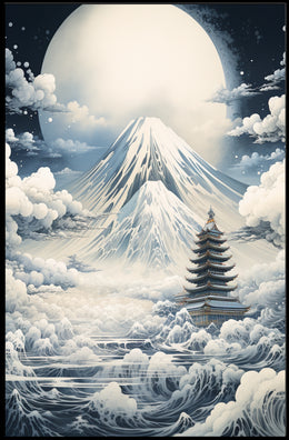 Majestic Moonlit Mount Fuji Japanese Heritage Poster