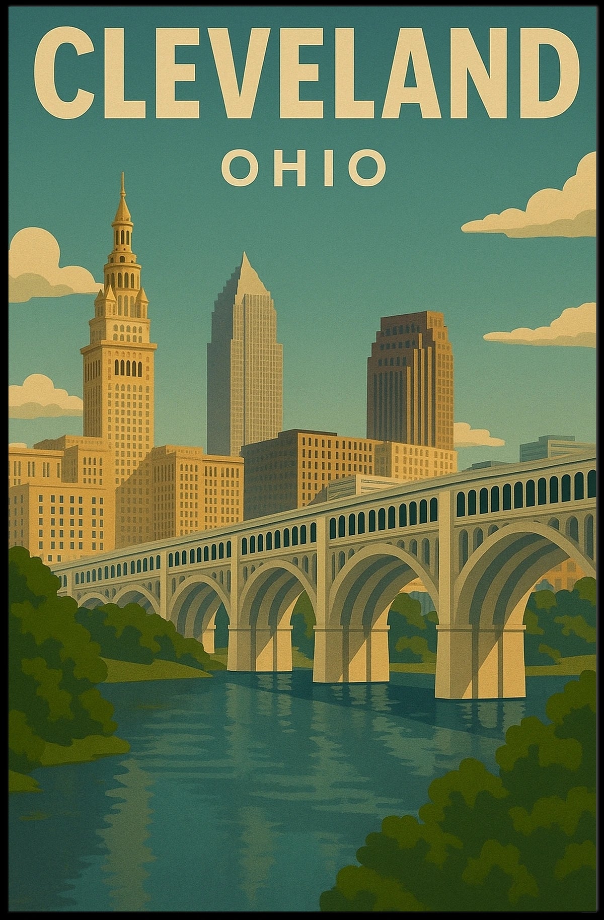 Cleveland, Ohio Cityscape Poster