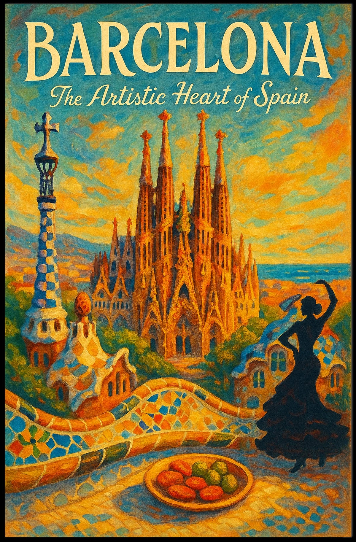 Barcelona The Artistic Heart of Spain Description Experience the Poster