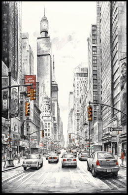 Bustling City Scene with Iconic New York Charm: Travel Poster